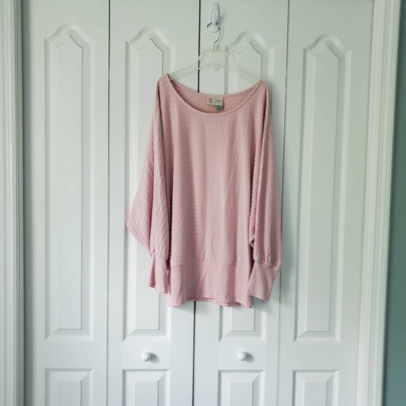 Saturday Sunday Pastel Pink Soft Ribbed Sweater L Oversized Lounging Soft Comfy - Picture 2 of 11